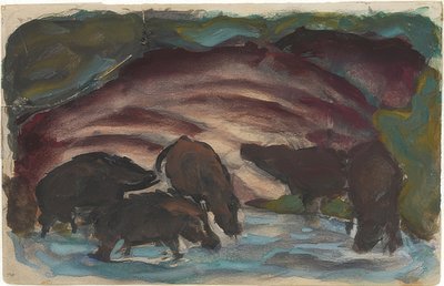 Vaddisznók a víz mellett. 1910-11 alkotó: Franz Marc
