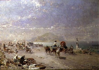 Tengerparti út a Palermói-öbölnél, Olaszország alkotó: Franz Richard Unterberger