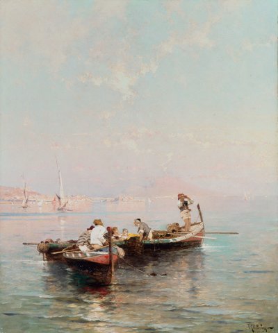 Halászhajó a Nápolyi-öbölben (olaj, vászon) alkotó: Franz Richard Unterberger