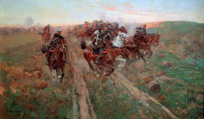 Jelenet a Kuryuk-Dara-i csatából 1854 júliusában, 1900. alkotó: Franz Roubaud