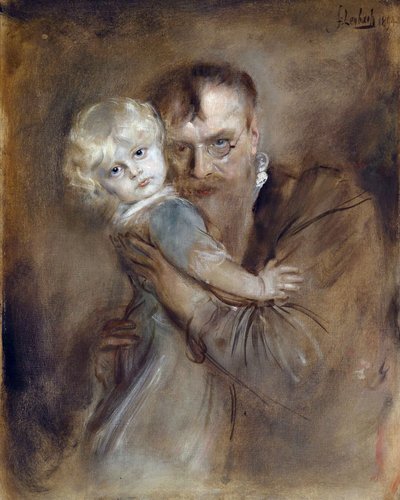 Önarckép Marion lányával - Lenbach, Franz, von (1836-1904) - 1894 - Olaj, vászon - 81,5x65,5 - Magángyűjtemény alkotó: Franz Seraph von Lenbach