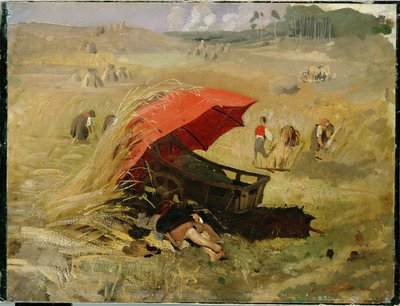A piros esernyő (olaj kartonra, papírra) alkotó: Franz Seraph von Lenbach