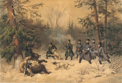 Sándor cár medvevadászata, 1862. alkotó: Franz Teichel