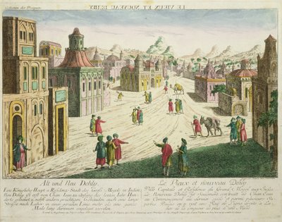 Régi és Új-Delhi (akvatinta) alkotó: Franz Xaver Habermann