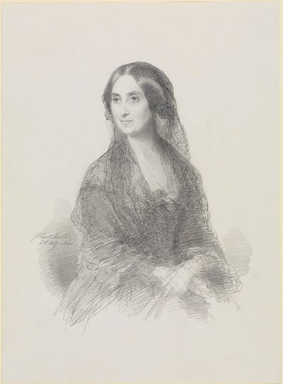 Spanyol viseletben ülő hölgy félalakos portréja alkotó: Franz Xaver Winterhalter