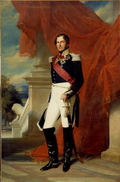 Portré I. Lipót (1790-1865), a belgák királyának lábánál Xaver Winterhalter (1806-1873) festménye 1840 V. 2,78x1,81 m alkotó: Franz Xaver Winterhalter