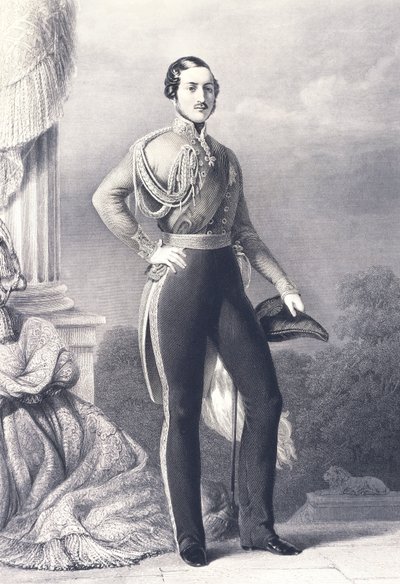 Szász-Coburg-Gotha Albert portréja, Viktória királynő férje és az Egyesült Királyság herceg hitvese, Franz Xaver Winterhalter, nyomat alkotó: Franz Xaver Winterhalter
