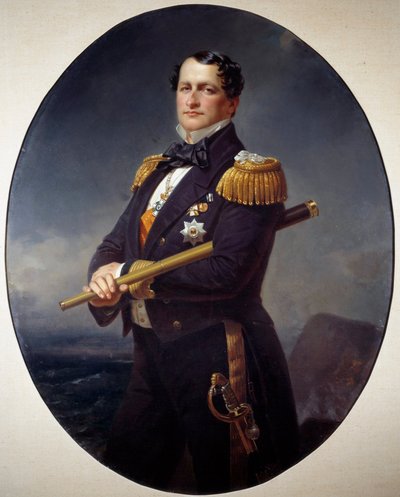 Admirális portréja Tengerészeti admirális, hosszú kilátással, hátul tengeri táj. Xaver Winterhalter festménye (1806-1873) 19. századi Brest, Szépművészeti Múzeum alkotó: Franz Xaver Winterhalter