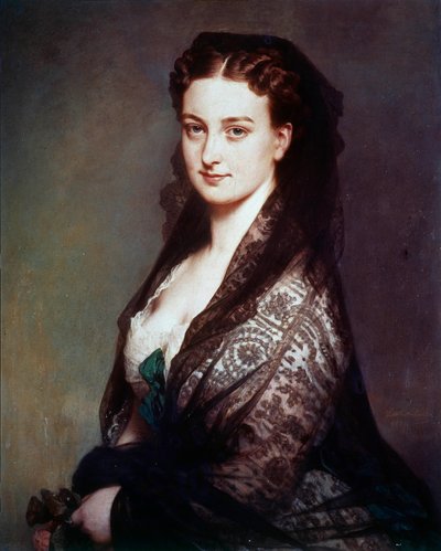 Az ismeretlennél van Franz Xavier Winterhalter (1806-1873) mantilla festménye. 1869. Dim. 0,80 X 0,65 m. Compiegne, kastélymúzeum alkotó: Franz Xaver Winterhalter