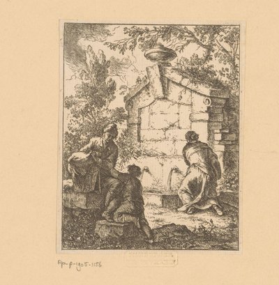 Három utazó vizet hoz egy romból Capricci fatti (sorozat címe) alkotó: Franz de Paula Ferg