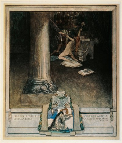 Ausztria, Bécs, Dante Alighieri Isteni színjátékának (Pokol, XVIII. ének) illusztrációja, Franz von Bayros alkotó: Franz von (1866 1924) Bayros