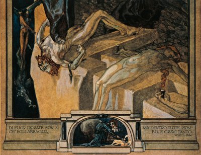Ausztria, Bécs, Dante Alighieri Isteni színjátékának (Pokol, XXII. ének) illusztrációja, Franz von Bayros, részlet alkotó: Franz von Bayros (1866 1924)