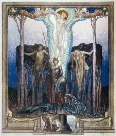 Illusztráció Dante „Isteni színjátékából”, Paradicsom, VII. ének alkotó: Franz von Bayros (1866 1924)