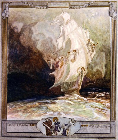 Illusztráció: Dantes Isteni színjáték, Paradicsom, XXVII. ének, 1921 (wc papíron) alkotó: Franz von Bayros