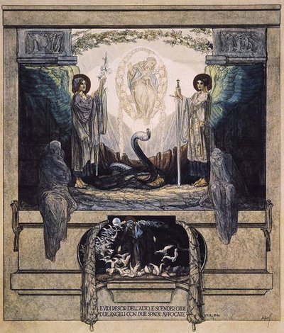 Illusztráció Dante Isteni színjátékából, Purgatórium, VIII. ének: 1921. 24. (wc papíron) alkotó: Franz von Bayros