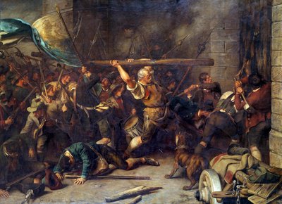 A parasztok lázadása 1850-ben A vörös sorompó megtámadása”” Franz Defregger (1835-1921) festménye alkotó: Franz von Defregger