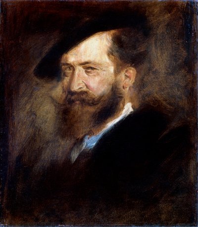 Wilhelm Busch művész portréja, 1832-1908, 1877-1880. alkotó: Franz von Lenbach