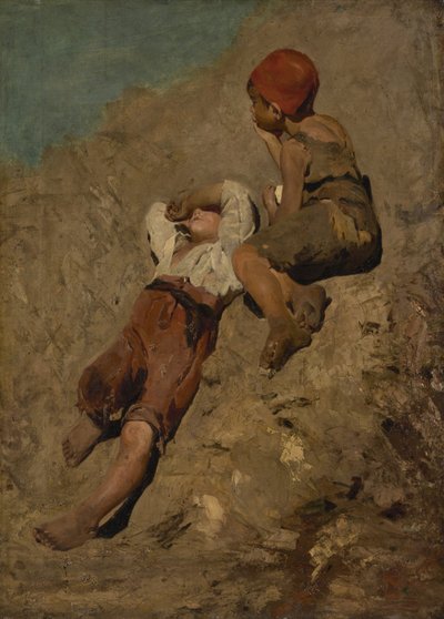 Két parasztfiú a lejtőn alkotó: Franz von Lenbach