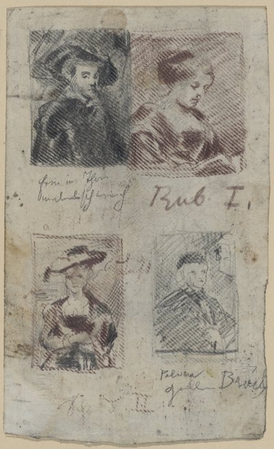 Három másolatvázlat Peter Paul Rubens után, egy Palma Vecchio után (?) alkotó: Franz von Lenbach, Peter Paul Rubens