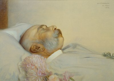 I. Ferenc József császár a halálos ágyán alkotó: Franz von Matsch