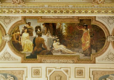 Bécsi Burgtheater, lépcsőház: Antik improvizátor alkotó: Franz von Matsch