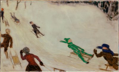 F. v. Elakadt, szánkózó gyerekek alkotó: Franz von Stuck