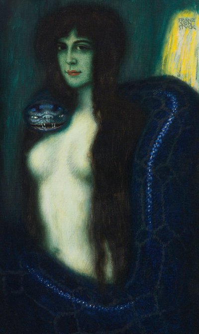 Le peche – The Sin par Stuck, Franz, Ritter von (1863-1928). Olaj, vászon, méret: 90,2x53,3, , Magángyűjtemény alkotó: Franz von Stuck
