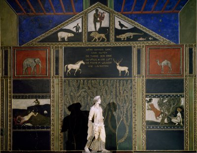 Orpheus mítosza, Franz von Stuck festménye tipikus szecessziós témában és színben, a Hall of Music keleti falán őrzve, Villa Stuck, München, Németország alkotó: Franz von Stuck