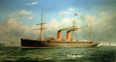 A Cunard Liner R.M.S. Umbria a Brooklyn Heights mellett, az East River partján, New York államban alkotó: Fred Pansing
