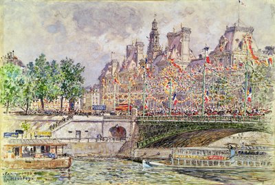 Városháza tér, Párizs, 1905. július 14 alkotó: Frederic Anatole Houbron