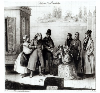 Honore Balzac (1799-1850) „Le Pere Goriot” című előadása a Theater des Varietesben, 1840 körül alkotó: Frederic Bouchot