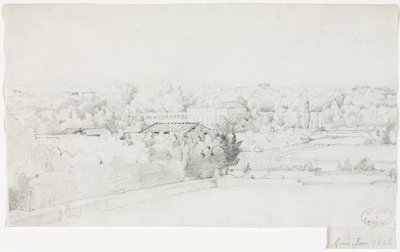 Kilátás a Villa Borghese-re és az Orangerie-re a Villa Mediciből, 1826. alkotó: Frederic Bourgeois de Mercey