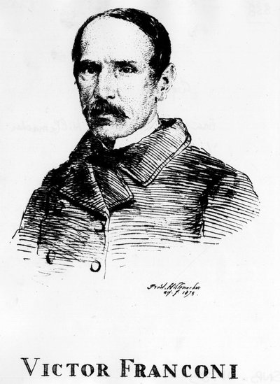 Cirkusz: Frédéric Hillemacher Eau forte, Victor Franconi portréja - A Franconi cirkuszban. alkotó: Frederic Desire Hillemacher
