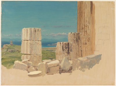 Törött oszlopok, kilátás a Parthenonról alkotó: Frederic Edwin Church