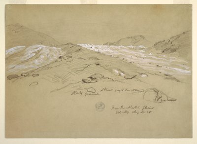 Rajz, Aletsch-gleccser, Berni Alpok, Svájc, 1868. augusztus 28. alkotó: Frederic Edwin Church