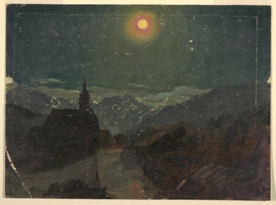 Rajz, Éjszakai alpesi táj, 1868 alkotó: Frederic Edwin Church
