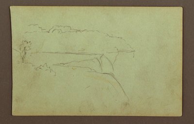 Rajz, Amerikai vízesés felhős égbolt alatt, Niagara folyó, valószínűleg 1856 alkotó: Frederic Edwin Church