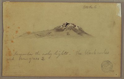 Rajz, Andok hegycsúcs (Cayambe ), Otavalo, Ecuador, 1853. augusztus vagy szeptember alkotó: Frederic Edwin Church
