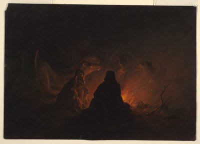 Rajz, Beduinok a táborban éjszaka, 1868 február vagy március alkotó: Frederic Edwin Church