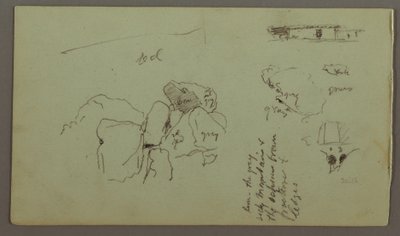 Rajz, sziklák, ház, 1868. április alkotó: Frederic Edwin Church