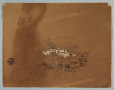 Rajz, híd a Combeima folyó felett Ibaque-ban, Kolumbia, 1853. július 16. alkotó: Frederic Edwin Church