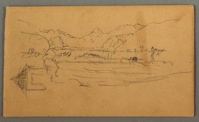 Rajz, Szélesvölgy, fészer, St. Gilgen, Ausztria, valószínűleg 1868 alkotó: Frederic Edwin Church