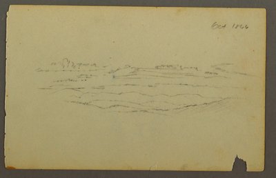 Rajz, Széles dombos táj felhőkkel, 1844 alkotó: Frederic Edwin Church