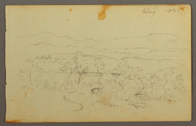 Rajz, Széles völgy tanyákkal, 1844 alkotó: Frederic Edwin Church