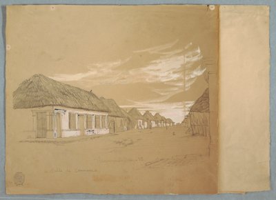 Rajz, Calle de Commerce, Barranquilla, Kolumbia, 1853. május alkotó: Frederic Edwin Church