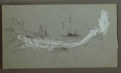 Rajz, vízesés, valószínűleg Königssee, Bajorország, 1868 alkotó: Frederic Edwin Church