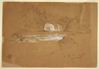 Rajz, Az Ausable folyó vízesései, Keesevill közelében, New York, 1856. augusztus 13. alkotó: Frederic Edwin Church