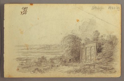 Rajz, Klasszikus rom, fák, 1844 alkotó: Frederic Edwin Church