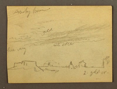 Rajz, Felhő tanulmány épületek felett, valószínűleg 1868-69 alkotó: Frederic Edwin Church