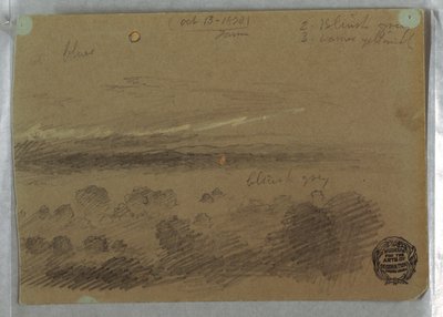 Rajz, Felhős égbolt és hold, 1870. október 13. alkotó: Frederic Edwin Church